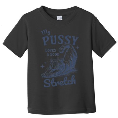 My Pussy Love A Good Stretch Funny Raunchy Cat Meme Toddler T-Shirt