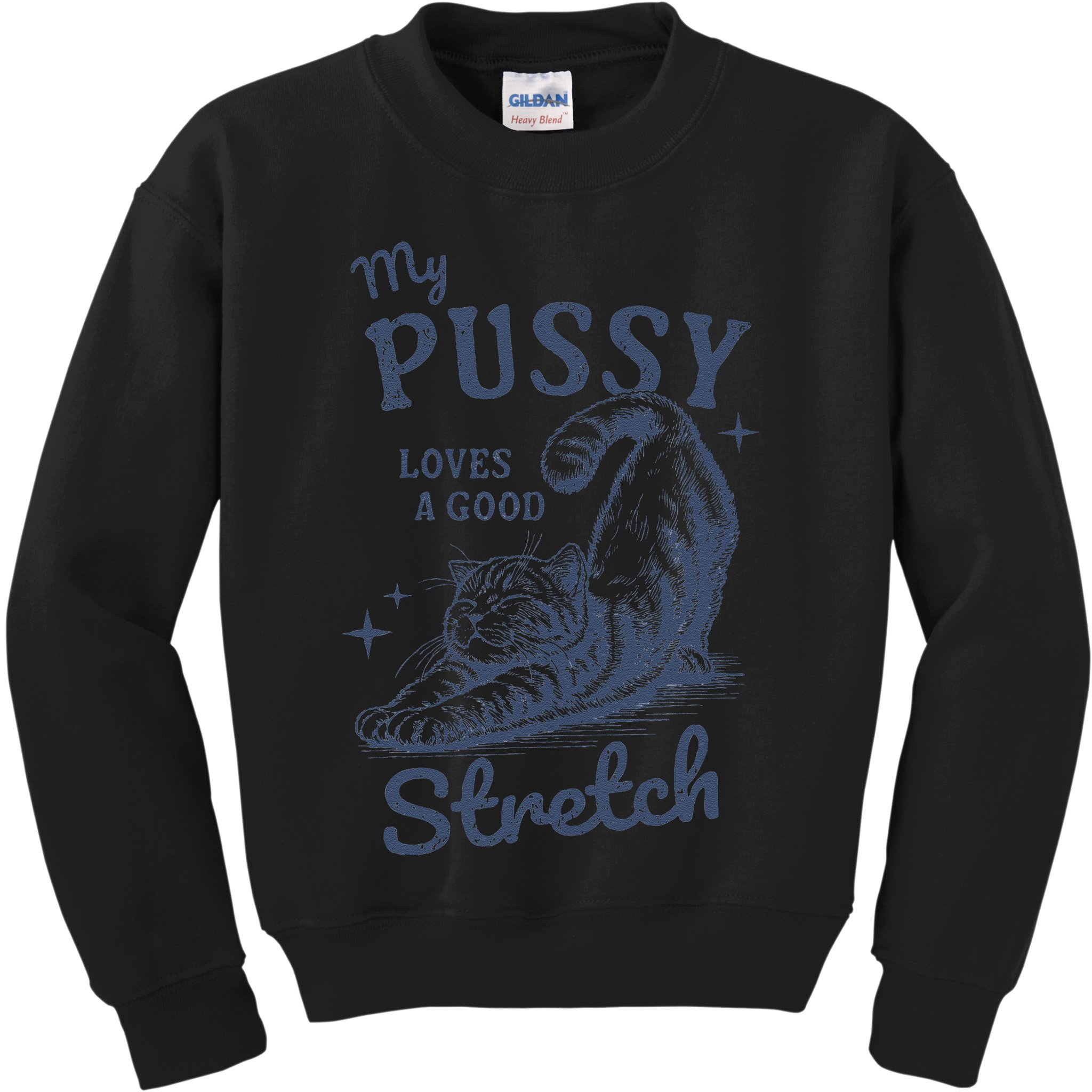 My Pussy Love A Good Stretch Funny Raunchy Cat Meme Kids Sweatshirt