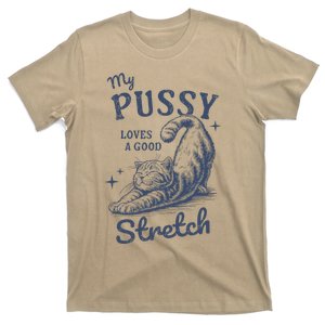 My Pussy Love A Good Stretch Funny Raunchy Cat Meme T-Shirt