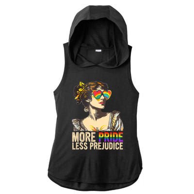 More Pride Less Prejudice Lgbtq Rainbow Ladies PosiCharge Tri-Blend Wicking Draft Hoodie Tank