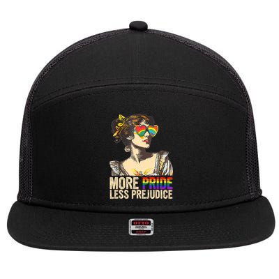 More Pride Less Prejudice Lgbtq Rainbow 7 Panel Mesh Trucker Snapback Hat