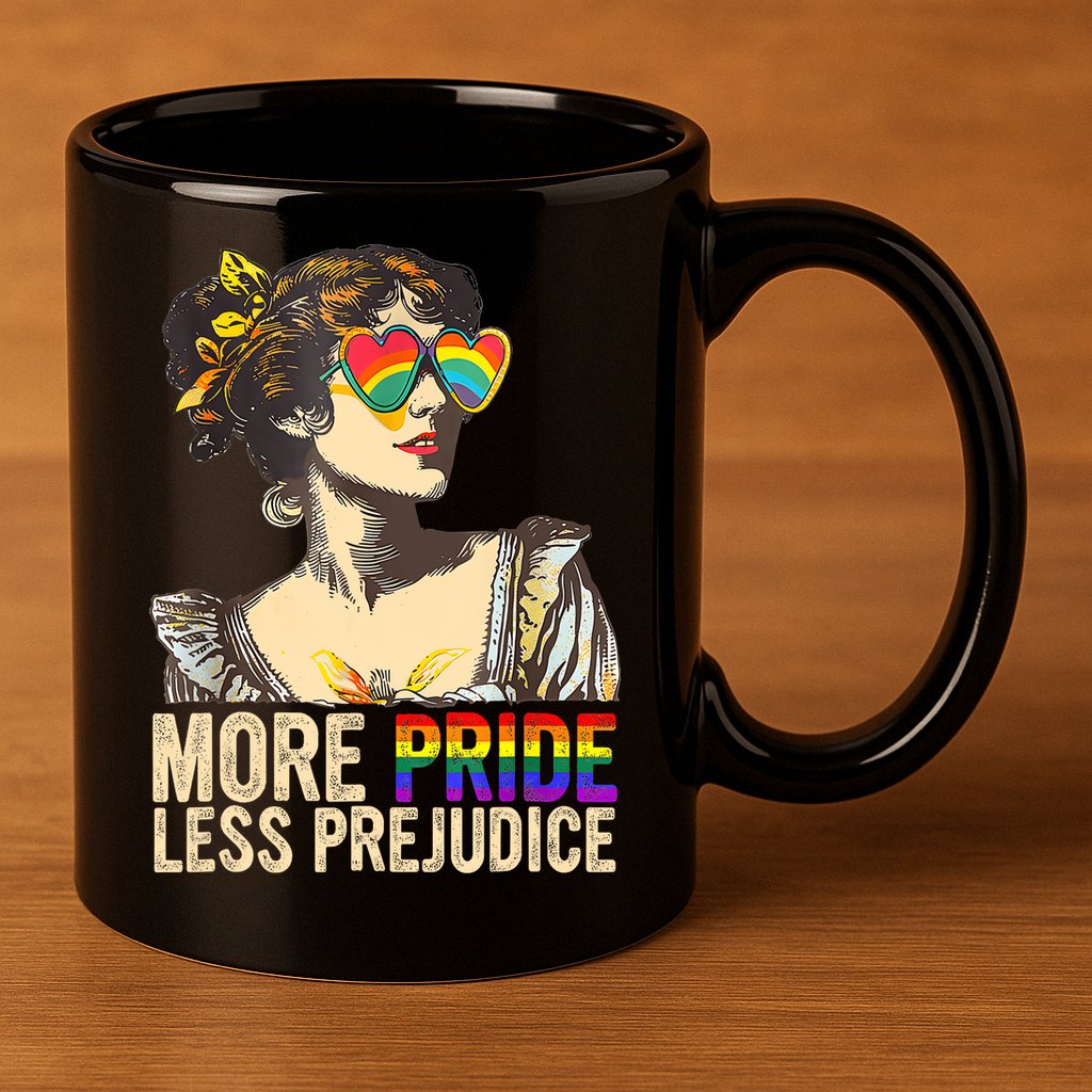 More Pride Less Prejudice Lgbtq Rainbow 11oz C Handle Ceramic Mug