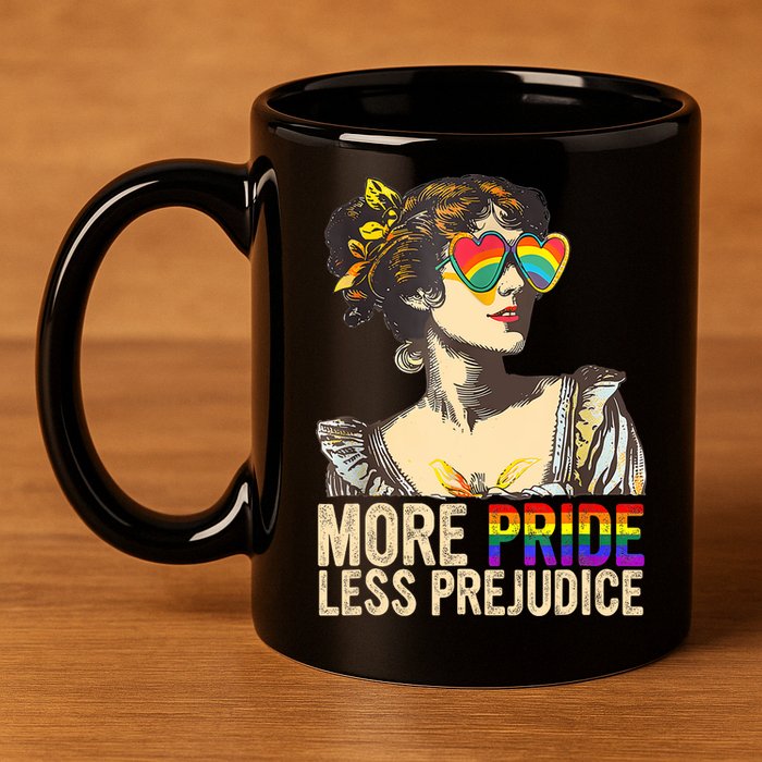 More Pride Less Prejudice Lgbtq Rainbow 11oz C Handle Ceramic Mug