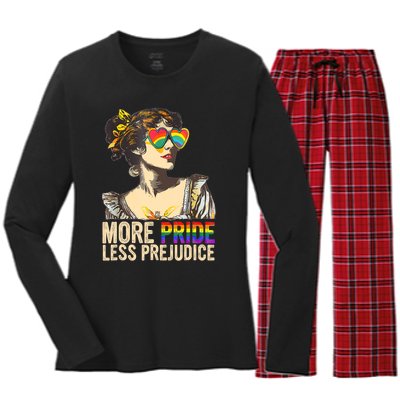 More Pride Less Prejudice Lgbtq Rainbow Women's Long Sleeve Flannel Pajama Set 