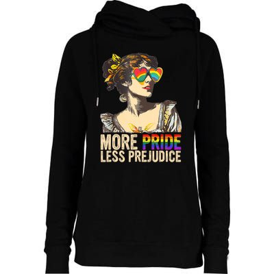 More Pride Less Prejudice Lgbtq Rainbow Womens Funnel Neck Pullover Hood