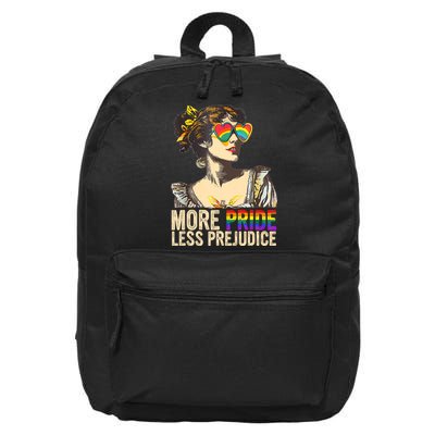 More Pride Less Prejudice Lgbtq Rainbow 16 in Basic Backpack