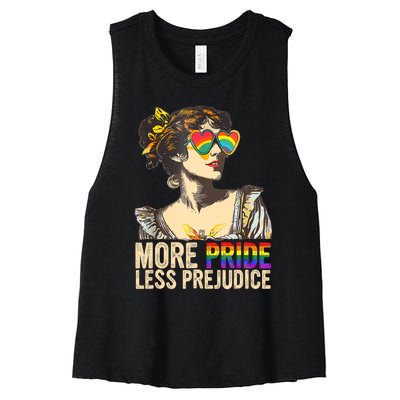 More Pride Less Prejudice Lgbtq Rainbow Women's Racerback Cropped Tank