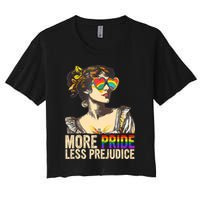 More Pride Less Prejudice Lgbtq Rainbow Women's Crop Top Tee