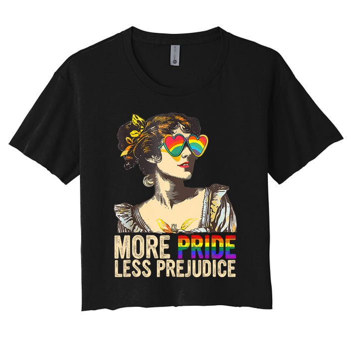 More Pride Less Prejudice Lgbtq Rainbow Women's Crop Top Tee