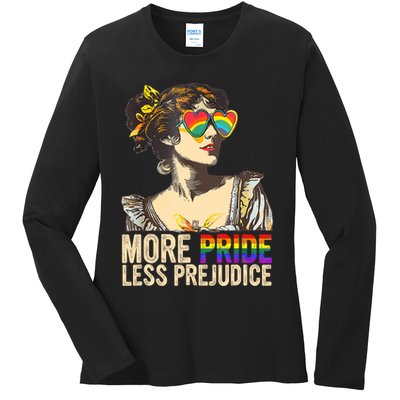More Pride Less Prejudice Lgbtq Rainbow Ladies Long Sleeve Shirt