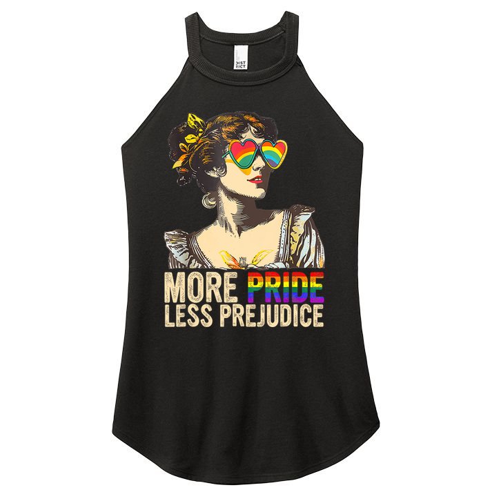 More Pride Less Prejudice Lgbtq Rainbow Women's Perfect Tri Rocker Tank