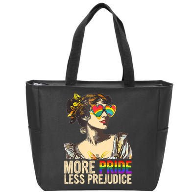 More Pride Less Prejudice Lgbtq Rainbow Zip Tote Bag
