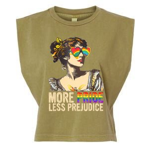 More Pride Less Prejudice Lgbtq Rainbow Garment-Dyed Women's Muscle Tee