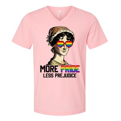 More Pride Less Prejudice Lgbt Gay Proud Ally Pride Month V-Neck T-Shirt