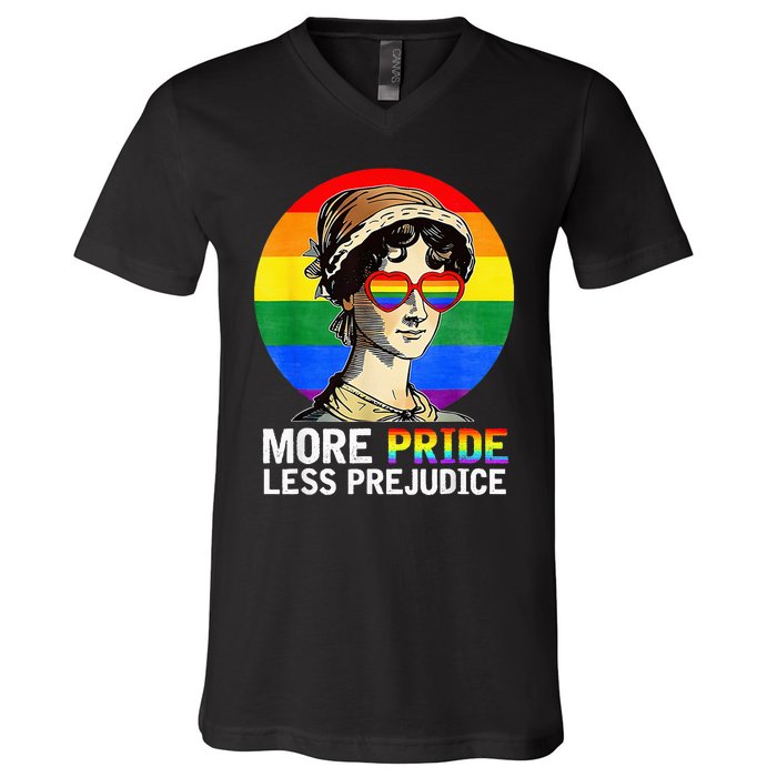 More Pride Less Prejudice Lgbt Gay Proud Ally V-Neck T-Shirt