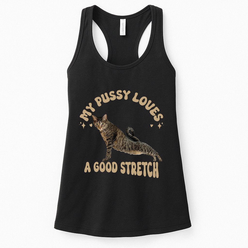 My Pussy Love A Good Stretch Funny Raunchy Cat Meme Womens Tank Top