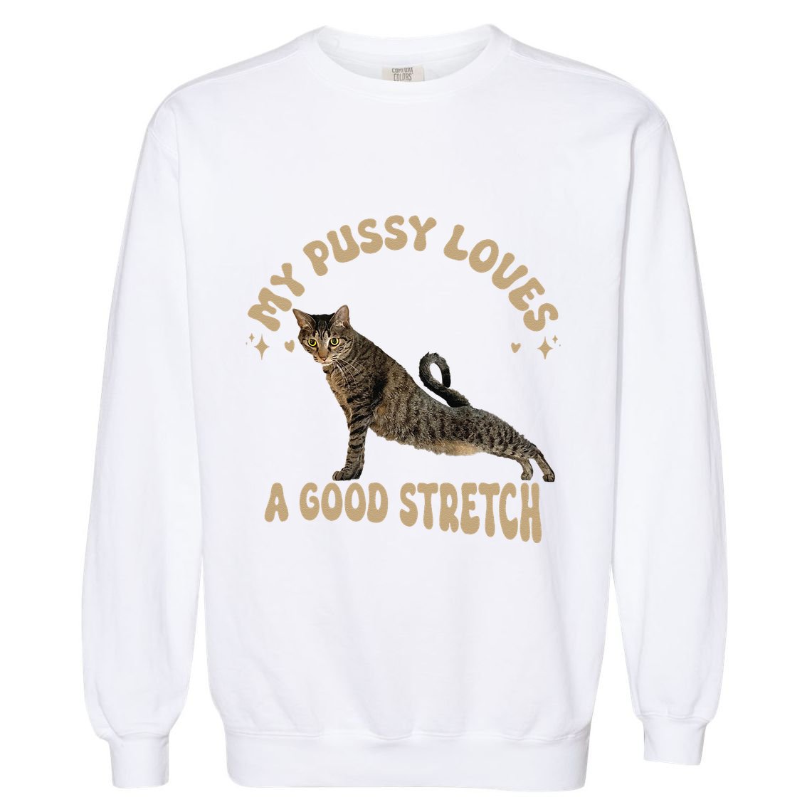 My Pussy Love A Good Stretch Funny Raunchy Cat Meme Garment-Dyed Sweatshirt