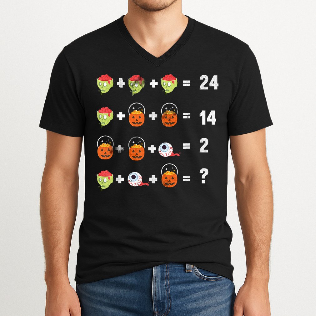 Math Puzzle Lazy DIY Halloween Costume Teacher Student Kids V-Neck T-Shirt