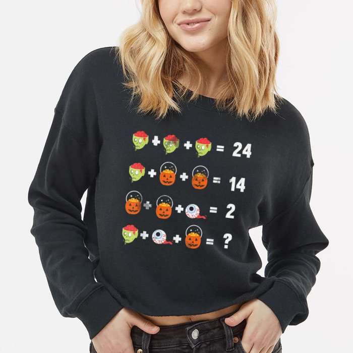 Math Puzzle Lazy DIY Halloween Costume Teacher Student Kids Cropped Pullover Crew