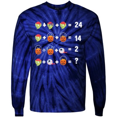 Math Puzzle Lazy DIY Halloween Costume Teacher Student Kids Tie-Dye Long Sleeve Shirt