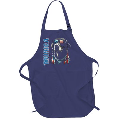 Murica Patriotic Labrador Retriever 4th Of July Dog Full-Length Apron With Pockets