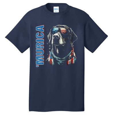 Murica Patriotic Labrador Retriever 4th Of July Dog Tall T-Shirt