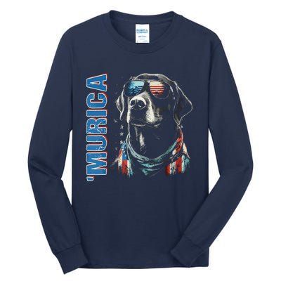 Murica Patriotic Labrador Retriever 4th Of July Dog Tall Long Sleeve T-Shirt