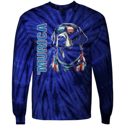 Murica Patriotic Labrador Retriever 4th Of July Dog Tie-Dye Long Sleeve Shirt