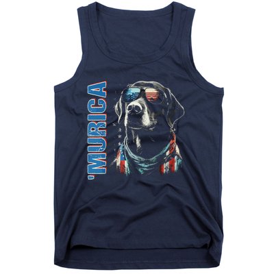 Murica Patriotic Labrador Retriever 4th Of July Dog Tank Top