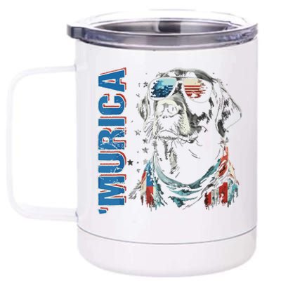 Murica Patriotic Labrador Retriever 4th Of July Dog 12 oz Stainless Steel Tumbler Cup