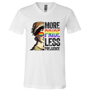 More Pride Less Prejudice Lgbt Gay Proud Ally Pride Month V-Neck T-Shirt