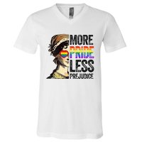 More Pride Less Prejudice Lgbt Gay Proud Ally Pride Month V-Neck T-Shirt