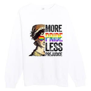 More Pride Less Prejudice Lgbt Gay Proud Ally Pride Month Premium Crewneck Sweatshirt