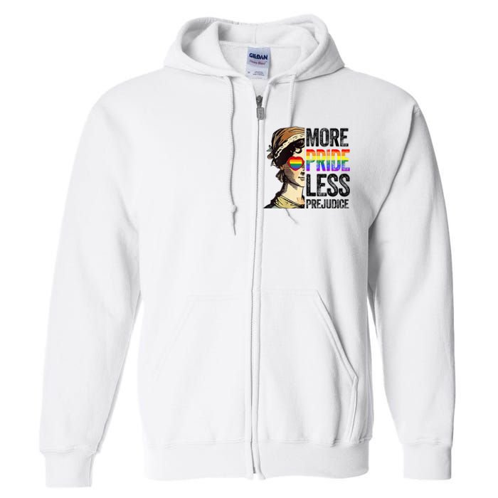 More Pride Less Prejudice Lgbt Gay Proud Ally Pride Month Full Zip Hoodie