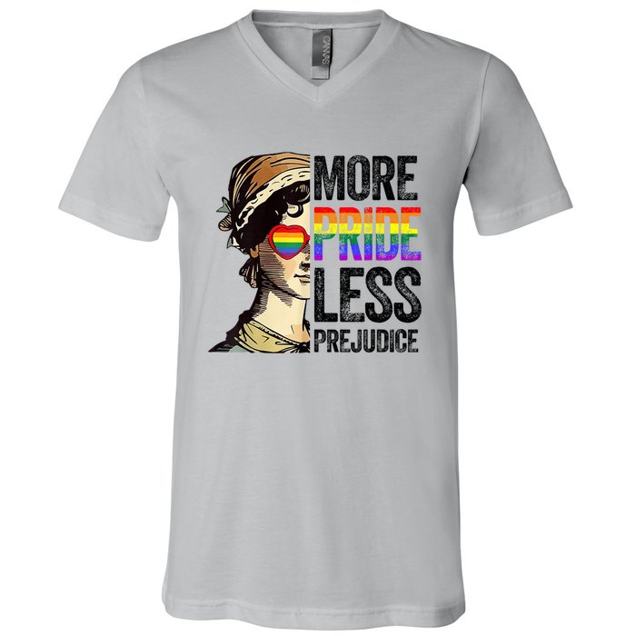 More Pride Less Prejudice Lgbt Gay Proud Ally Pride Month V-Neck T-Shirt