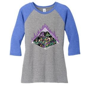 Mushroom Pyramid Women's Tri-Blend 3/4-Sleeve Raglan Shirt