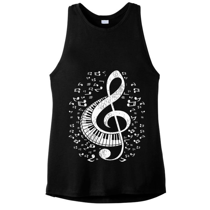 Musician Pianist Music Notes Keyboard Treble Clef Piano Ladies PosiCharge Tri-Blend Wicking Tank