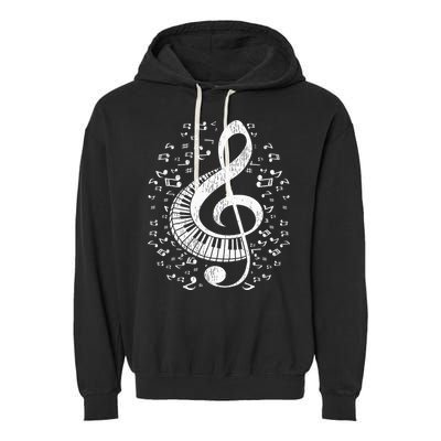 Musician Pianist Music Notes Keyboard Treble Clef Piano Garment-Dyed Fleece Hoodie