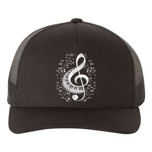 Musician Pianist Music Notes Keyboard Treble Clef Piano Yupoong Adult 5-Panel Trucker Hat