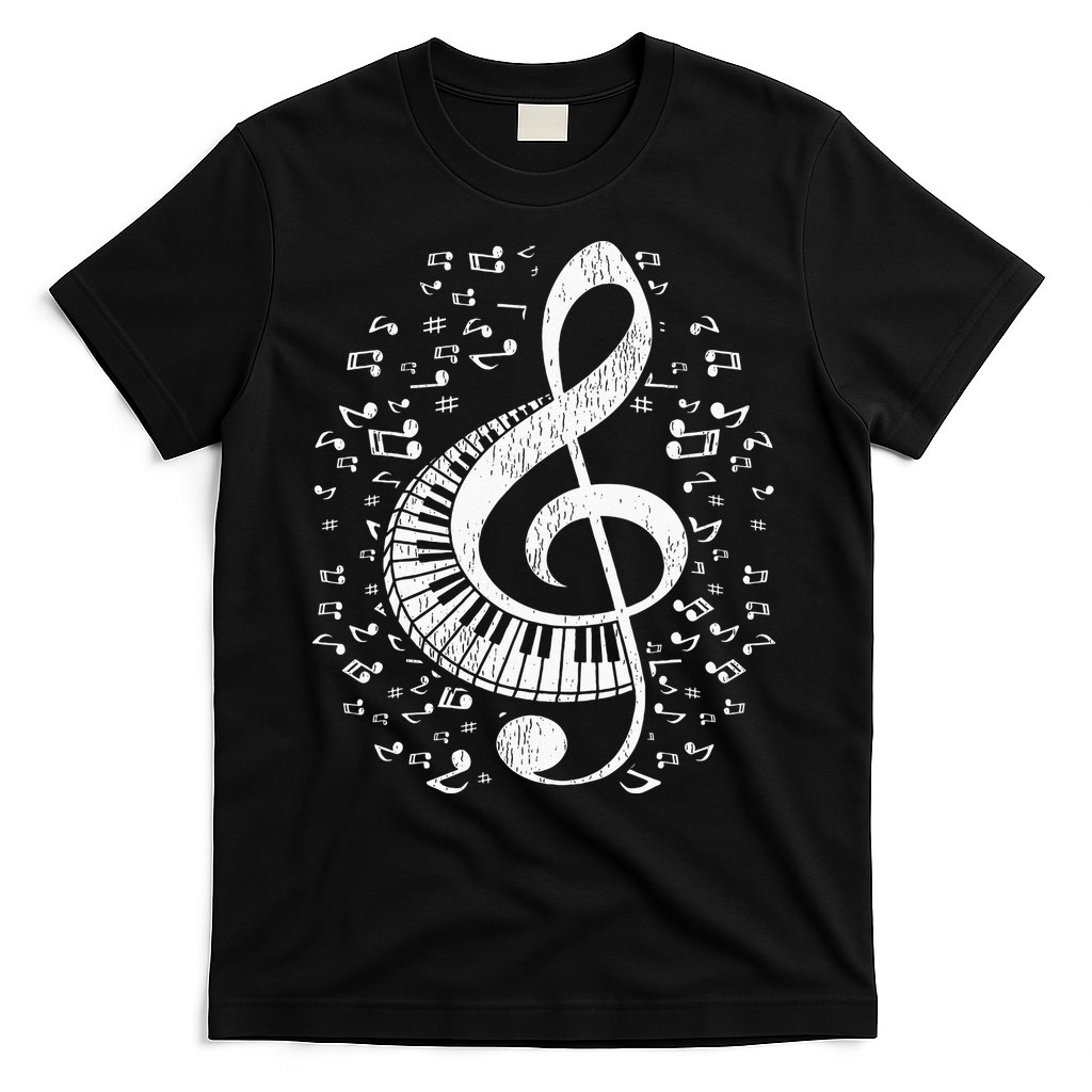 Musician Pianist Music Notes Keyboard Treble Clef Piano T-Shirt