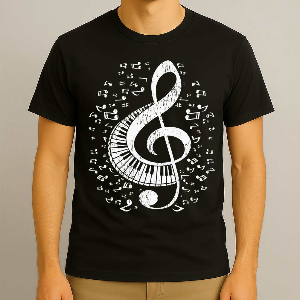 Musician Pianist Music Notes Keyboard Treble Clef Piano T-Shirt