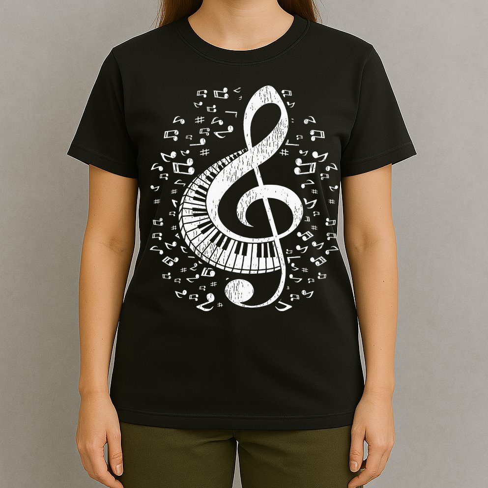 Musician Pianist Music Notes Keyboard Treble Clef Piano T-Shirt