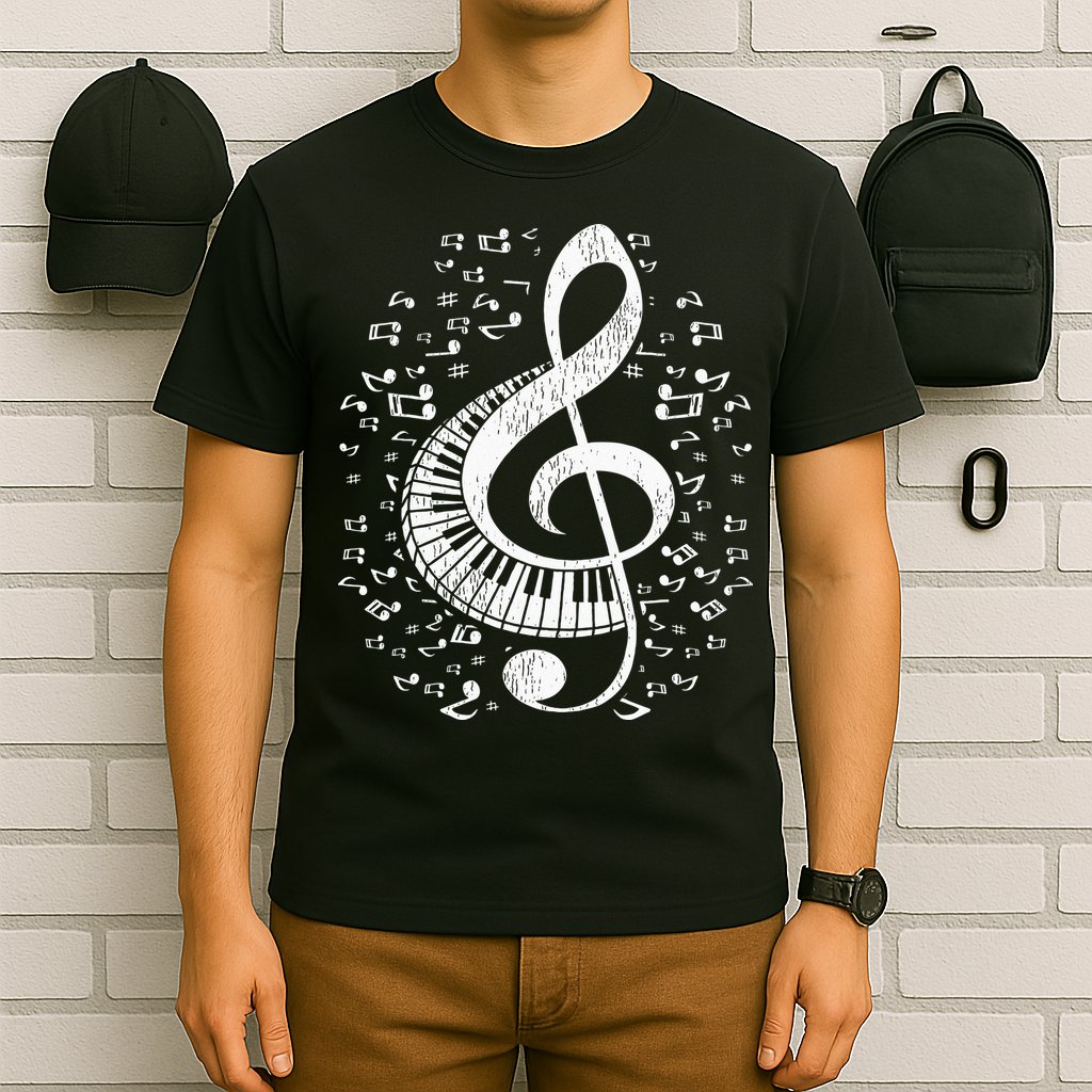 Musician Pianist Music Notes Keyboard Treble Clef Piano T-Shirt