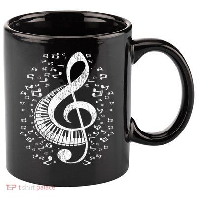 Musician Pianist Music Notes Keyboard Treble Clef Piano 11oz C Handle Ceramic Mug