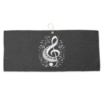 Musician Pianist Music Notes Keyboard Treble Clef Piano Large Microfiber Waffle Golf Towel