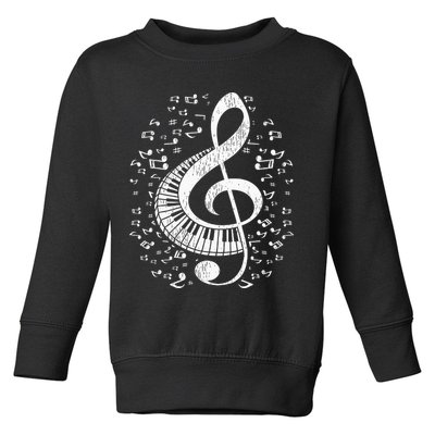 Musician Pianist Music Notes Keyboard Treble Clef Piano Toddler Sweatshirt