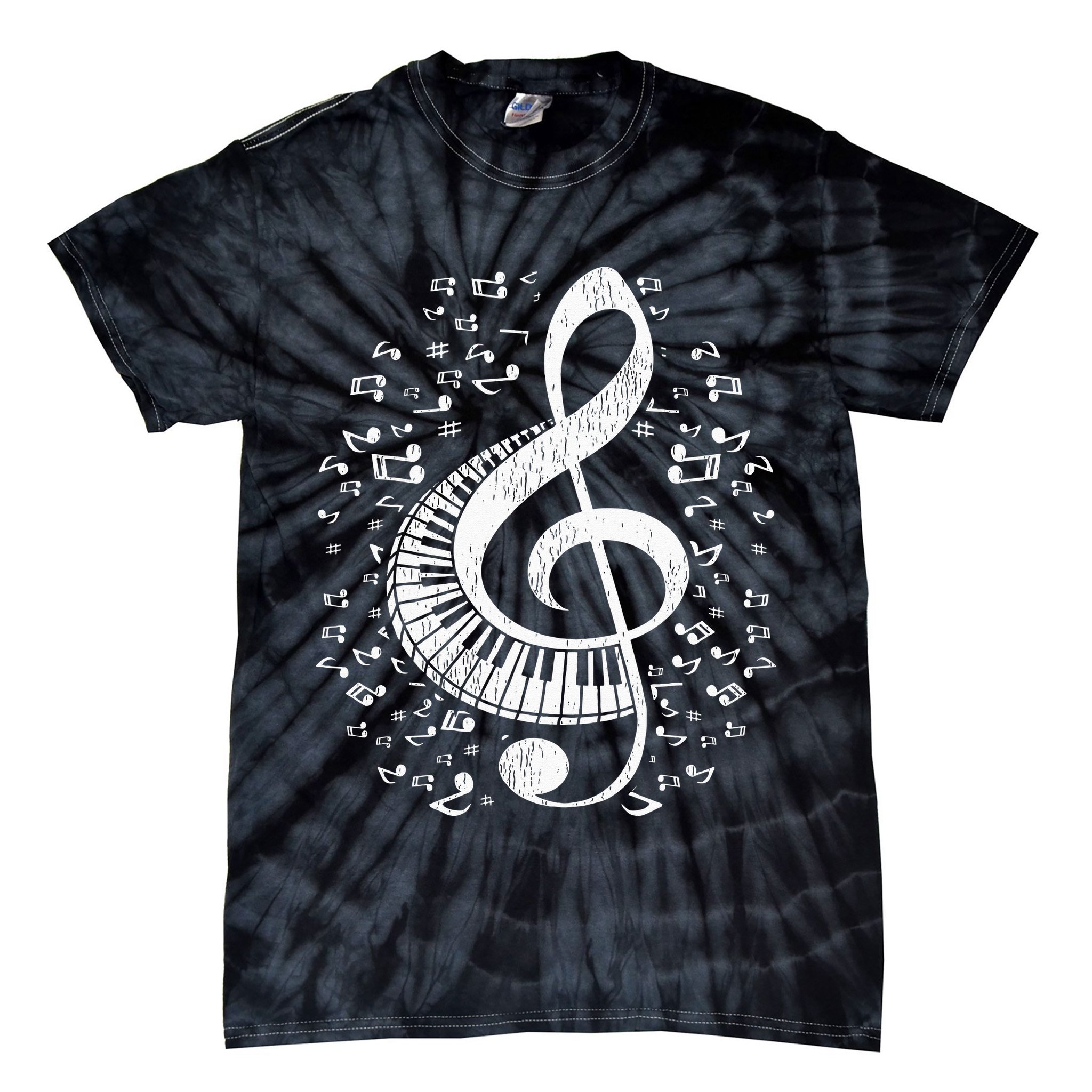 Musician Pianist Music Notes Keyboard Treble Clef Piano Tie-Dye T-Shirt