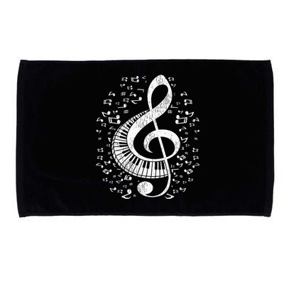 Musician Pianist Music Notes Keyboard Treble Clef Piano Microfiber Hand Towel