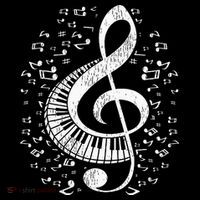 Musician Pianist Music Notes Keyboard Treble Clef Piano Womens T-Shirt
