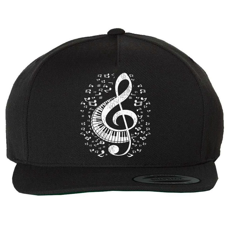 Musician Pianist Music Notes Keyboard Treble Clef Piano Wool Snapback Cap